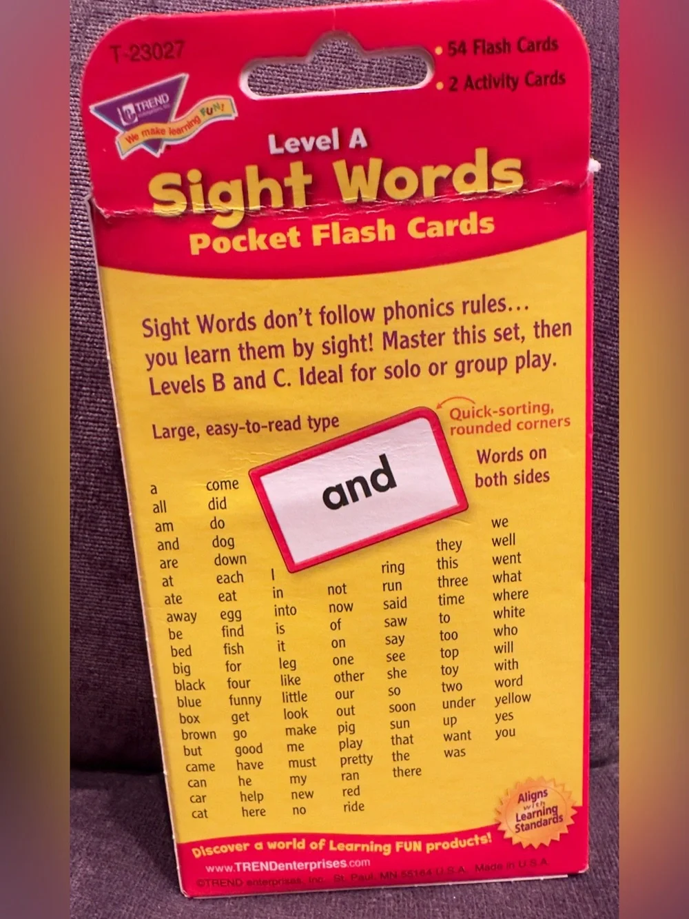 Sight Words & Phonics Flash Card Sets - Red and Pink